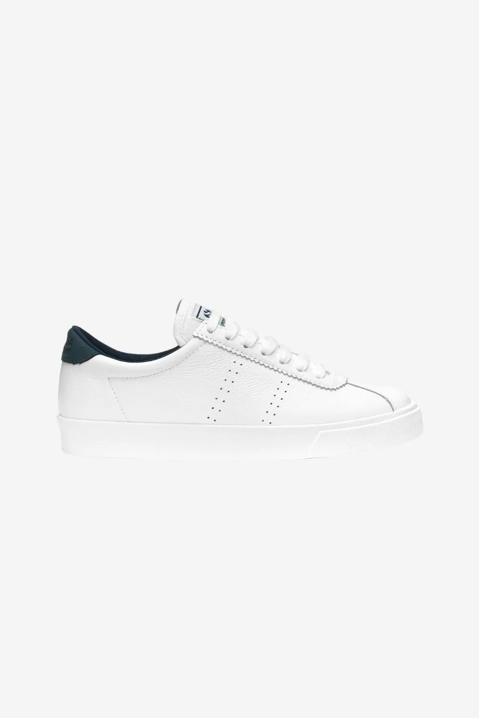 2843 Club S Comfort White with Navy Trim Leather Sneaker