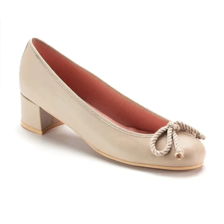 47552 - Taupe Soft Leather Heel for Teen/Women by Pretty Ballerinas