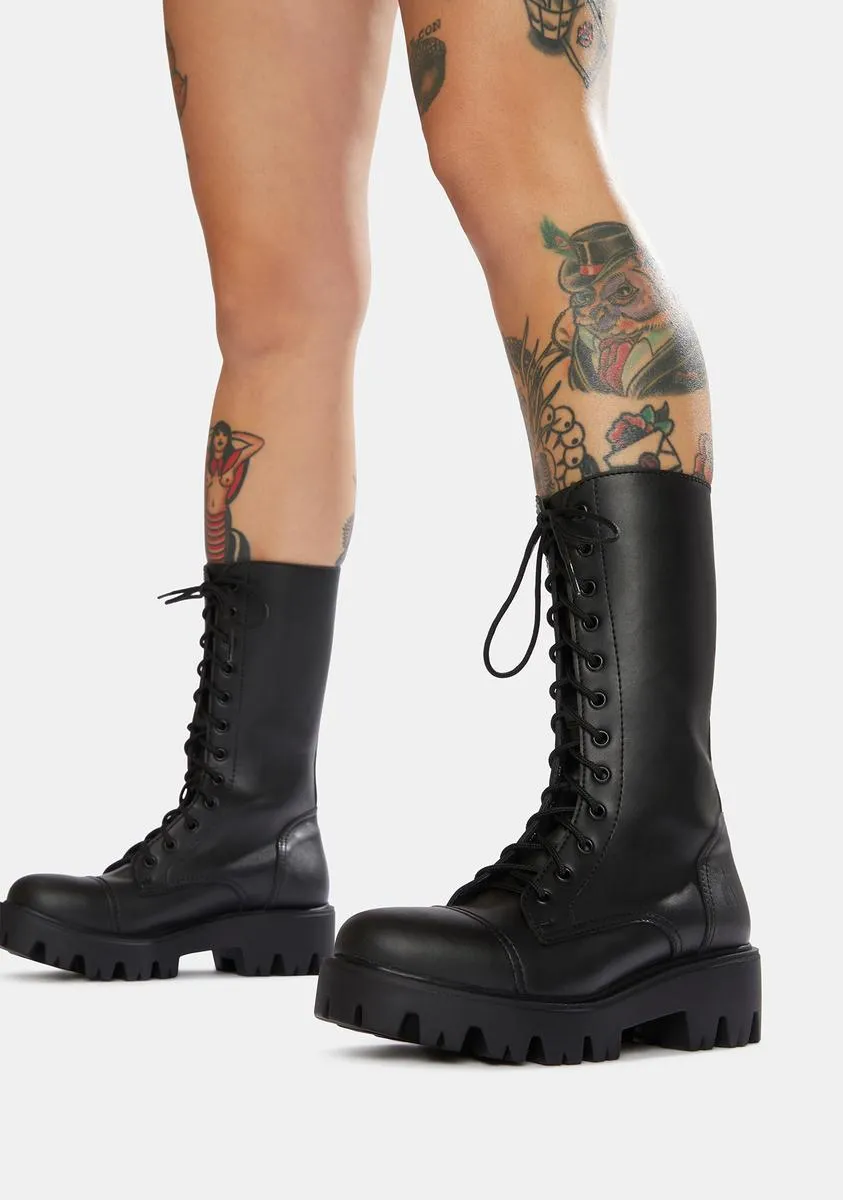 666 10-Eye Vegan Leather Boots