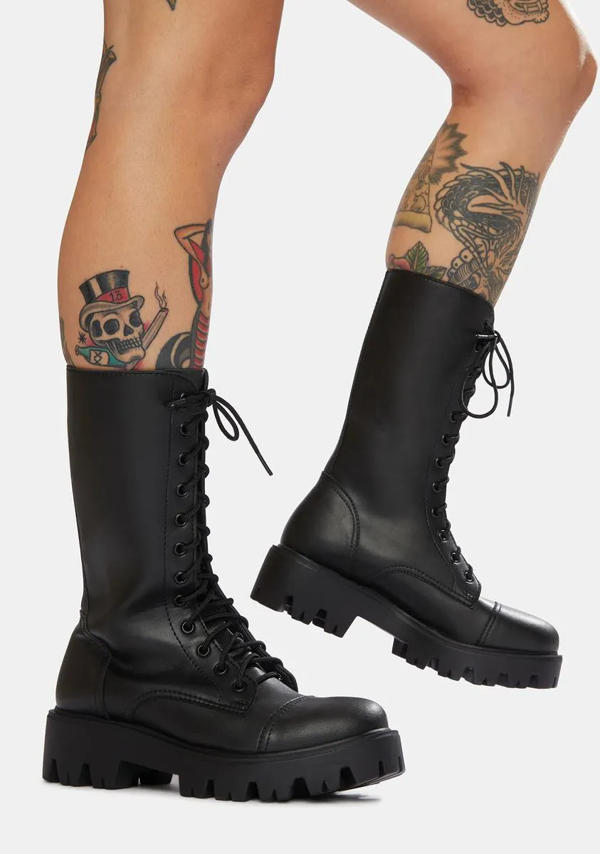 666 10-Eye Vegan Leather Boots