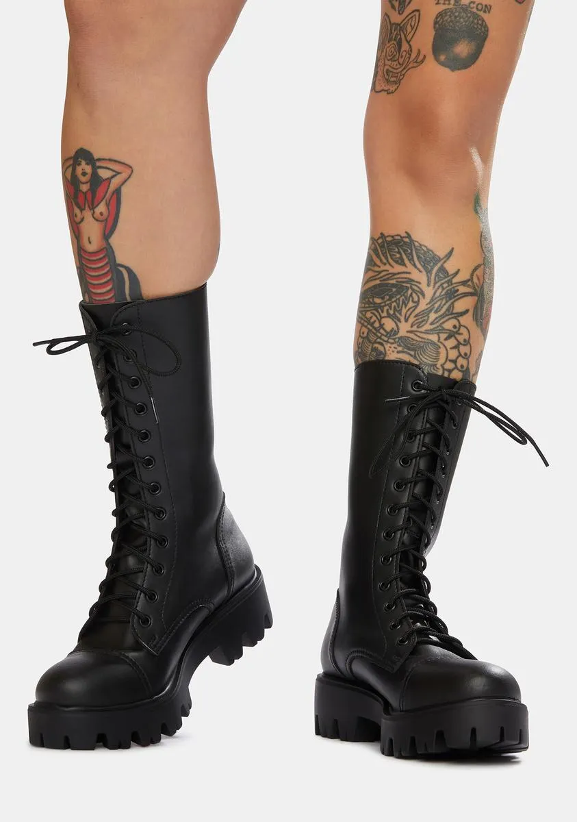 666 10-Eye Vegan Leather Boots