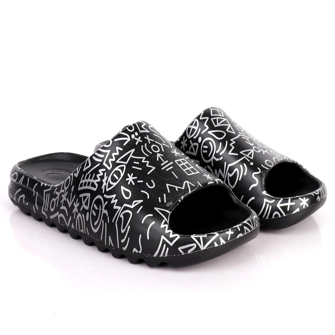 AD Hand Drawn Doodle Solar Soft Slides-Black