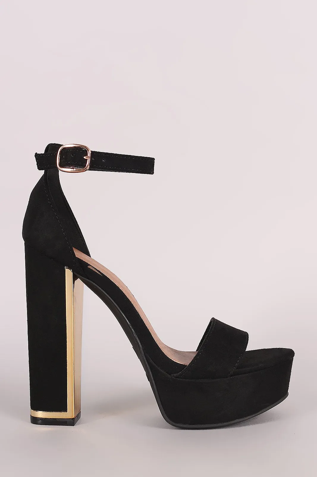 Bamboo Suede Ankle Strap Platform Heel