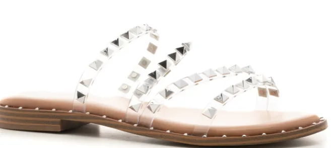 Beach Please Clear Studded Sandal