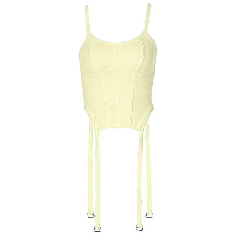 Blackpink Jennie Kim Style Pastel Yellow Corset Top