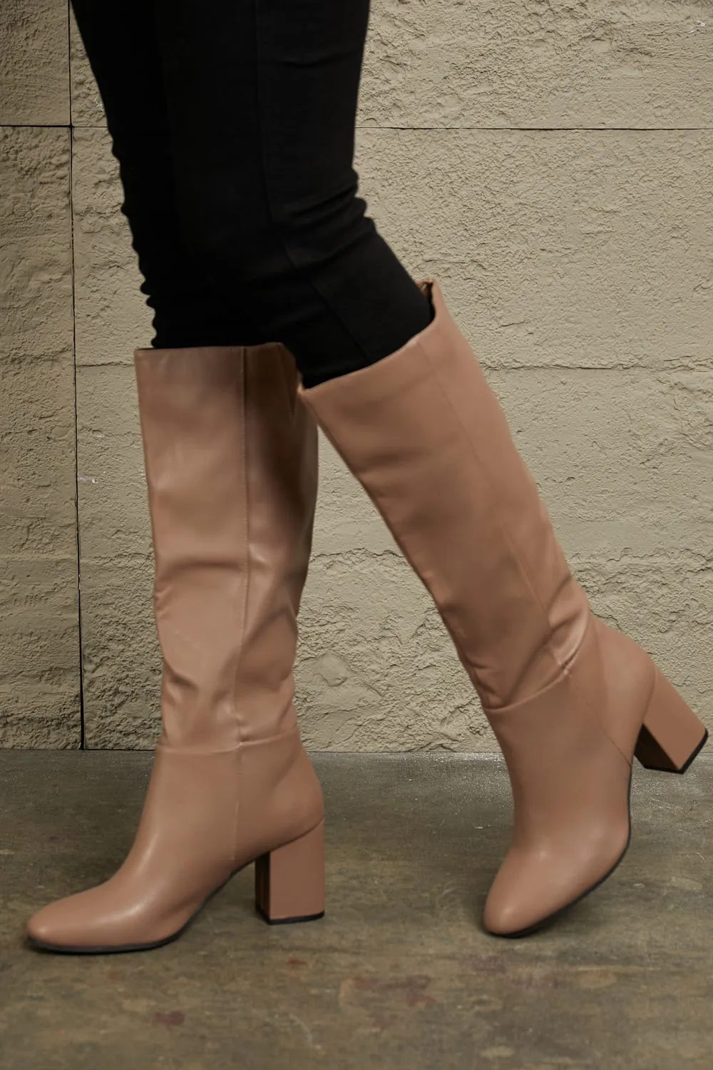 Block Heel Knee High Boots (Online Only)