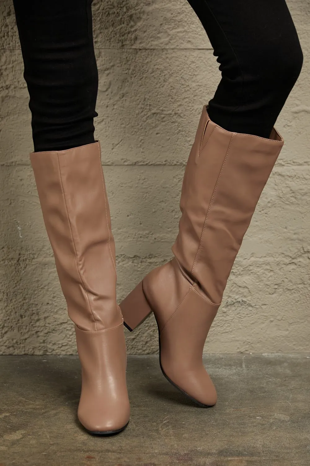 Block Heel Knee High Boots (Online Only)