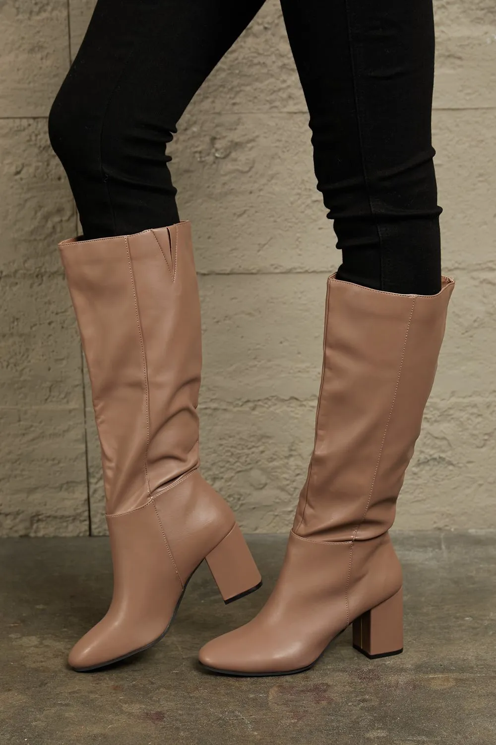 Block Heel Knee High Boots (Online Only)