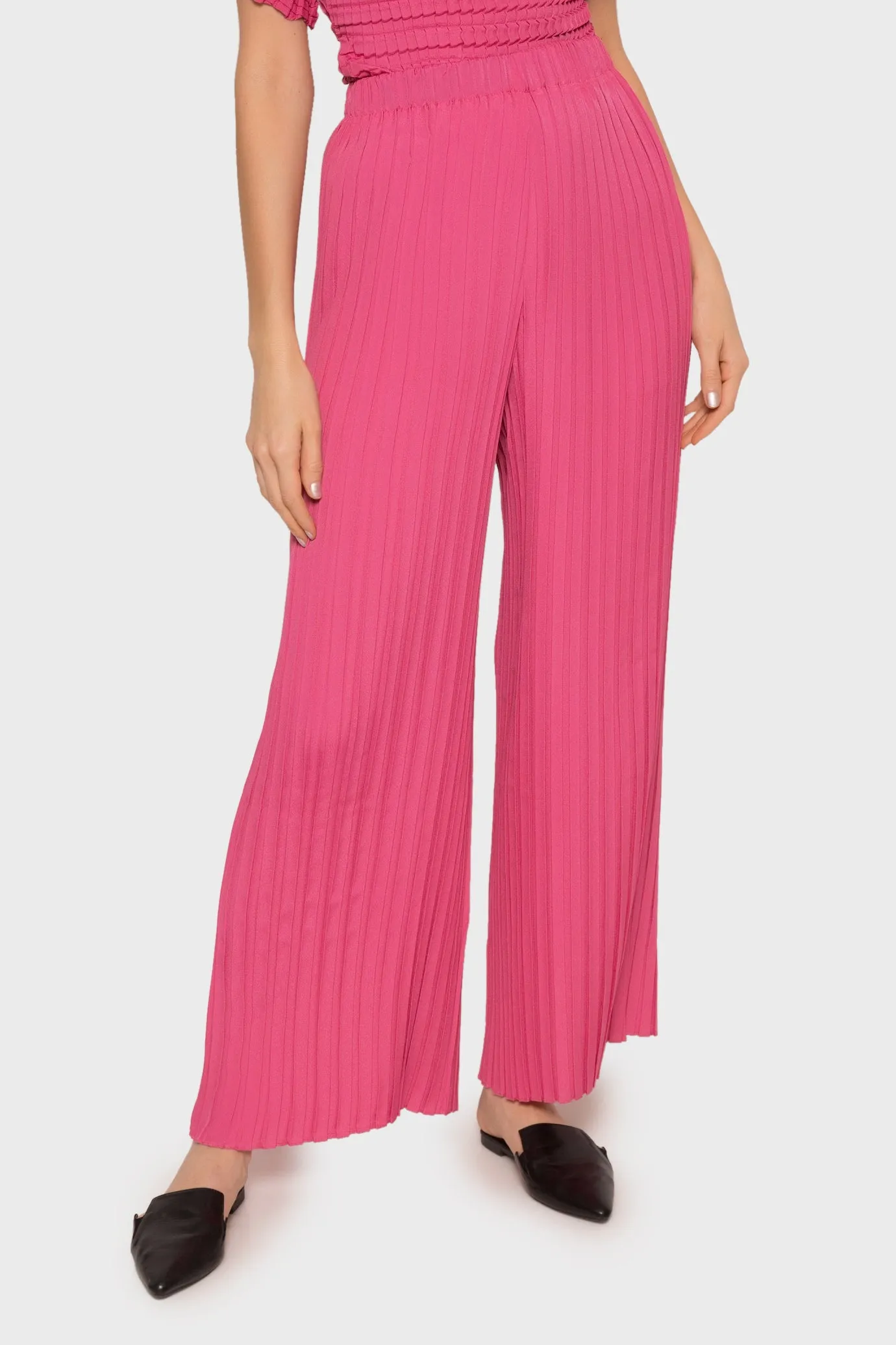 Box Pleated Wide Leg Pants