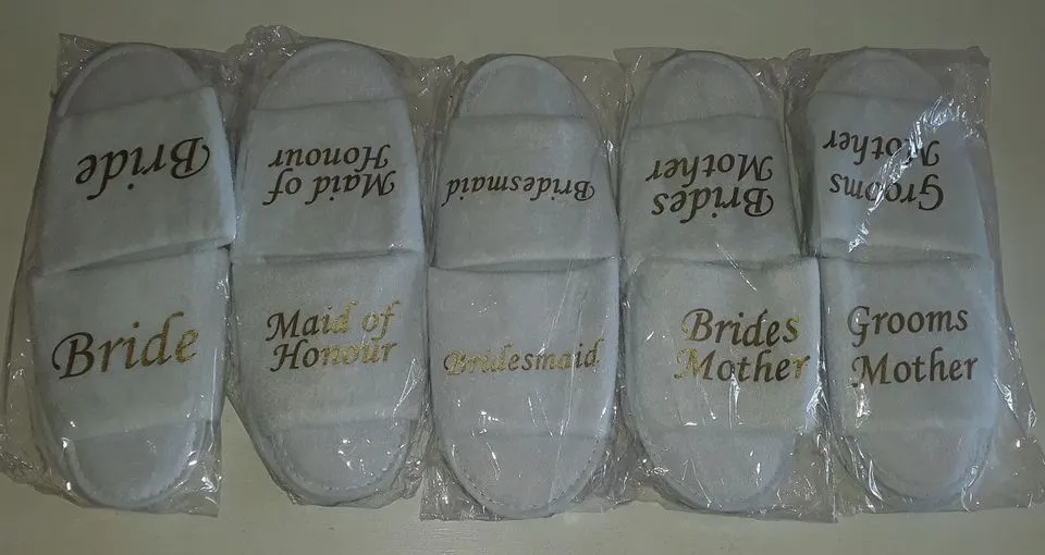 BRIDAL SLIPPERS GOLD WORDING