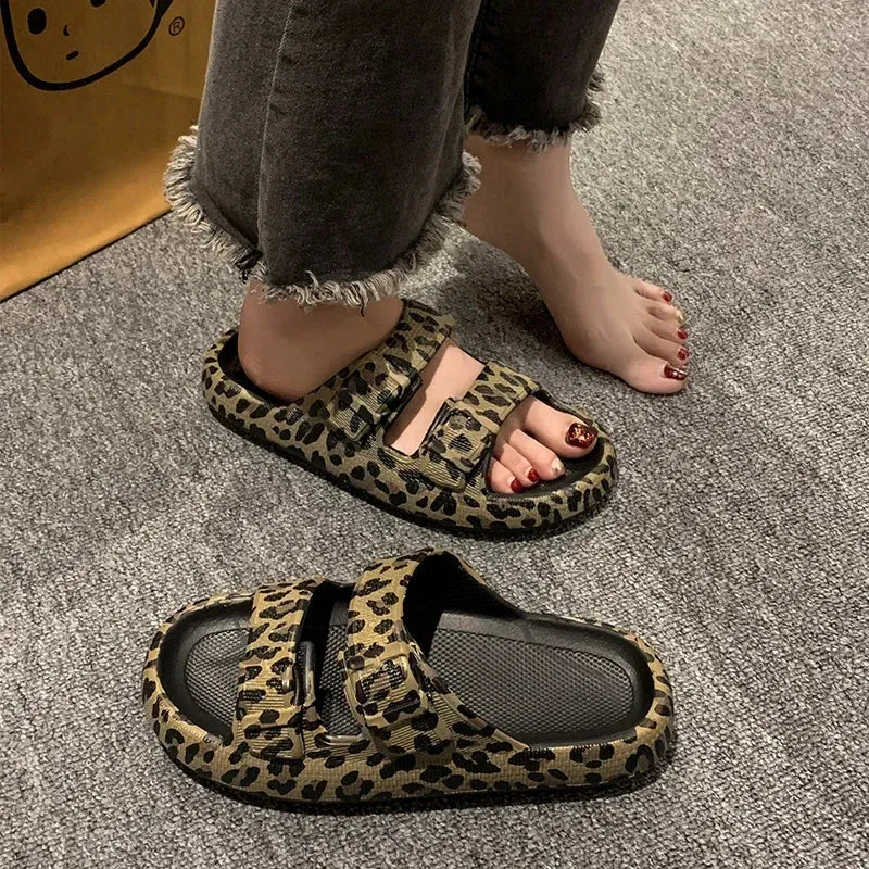 Chic Leopard Print Slides for Women