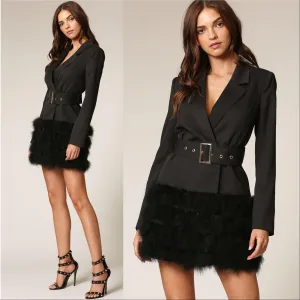 Coco Feather Trim Blazer Dress