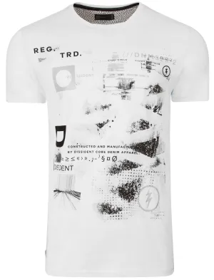 Convex Motif Cotton T-Shirt In Optic White - Dissident