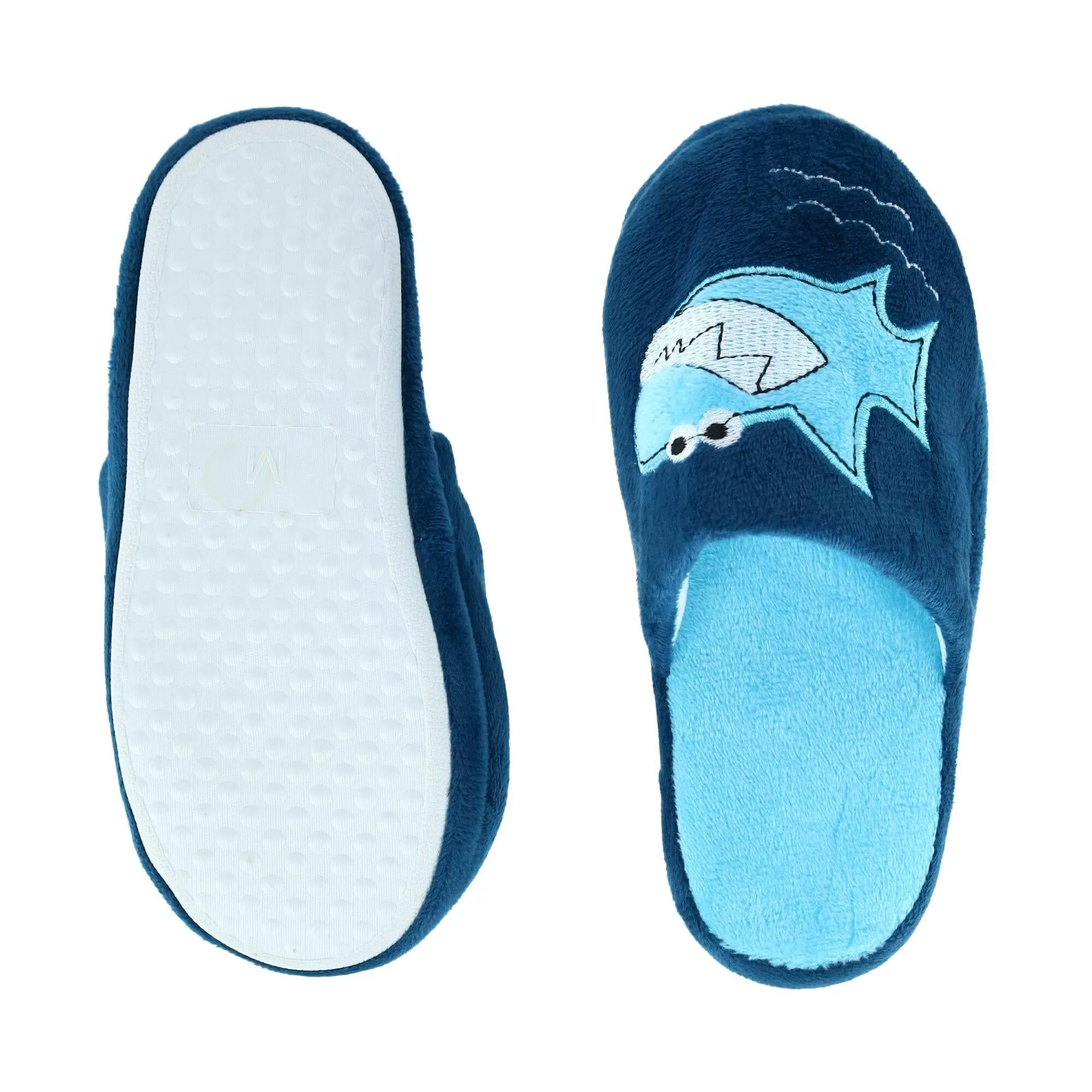 CTM® Boy's Slide House Slippers with Shark Detail