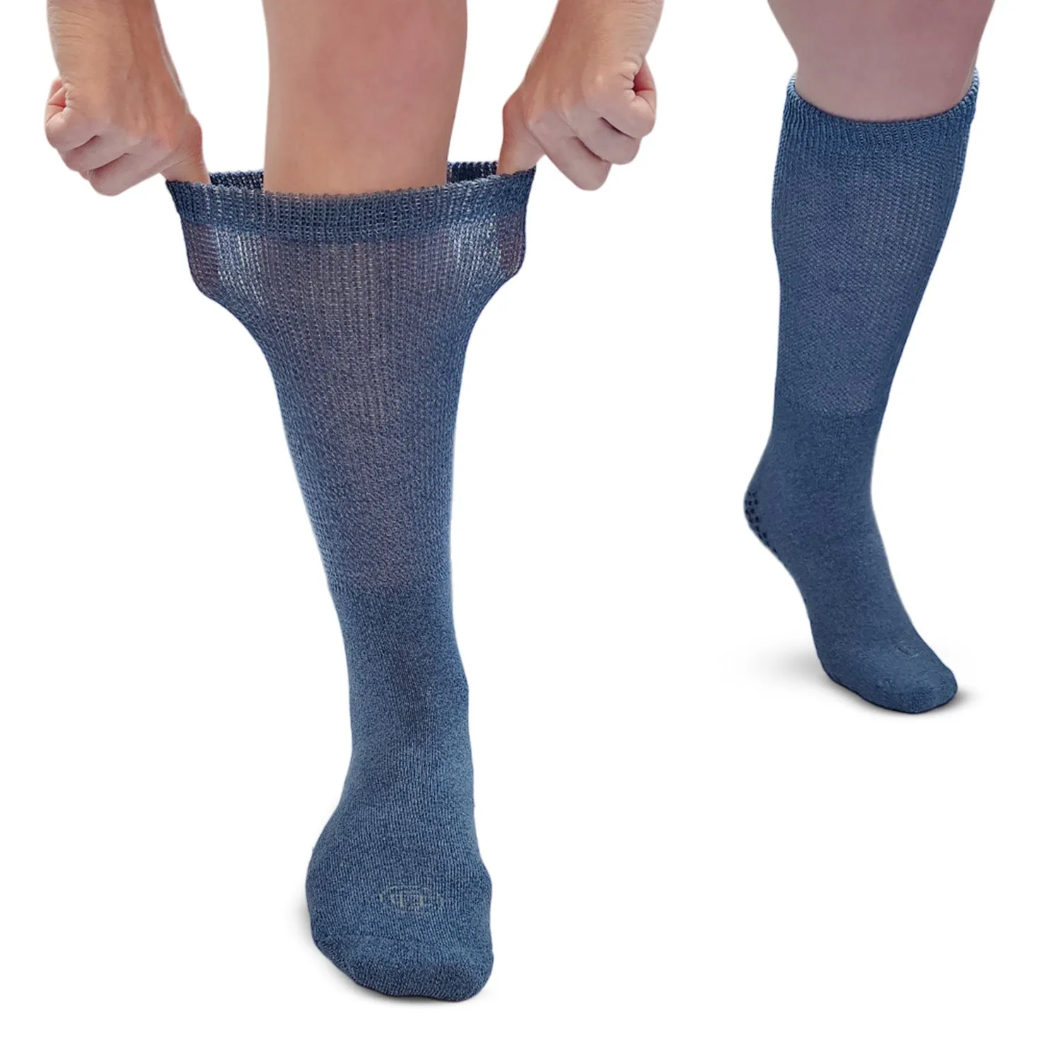 Diabetic Non-Slip Crew Socks, 3 Pack