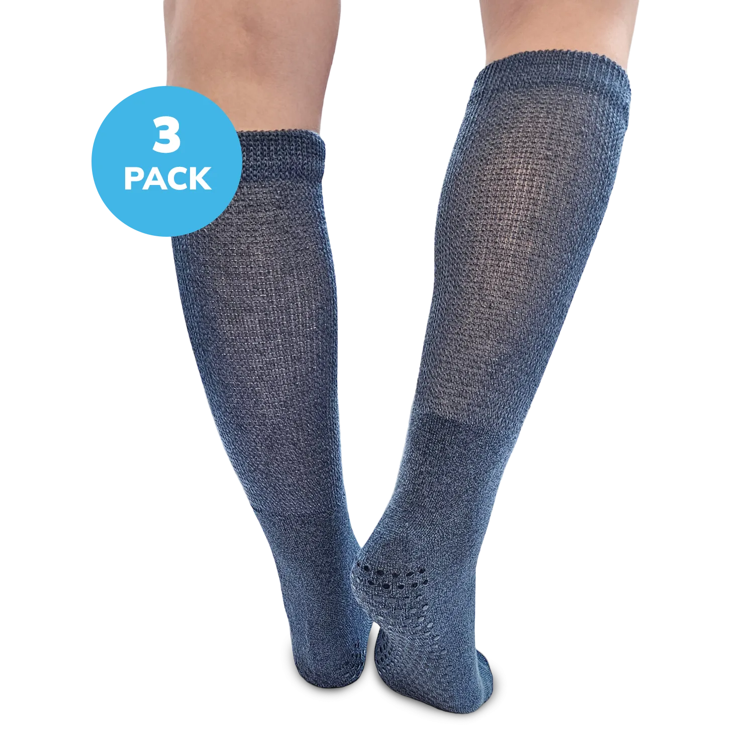 Diabetic Non-Slip Crew Socks, 3 Pack