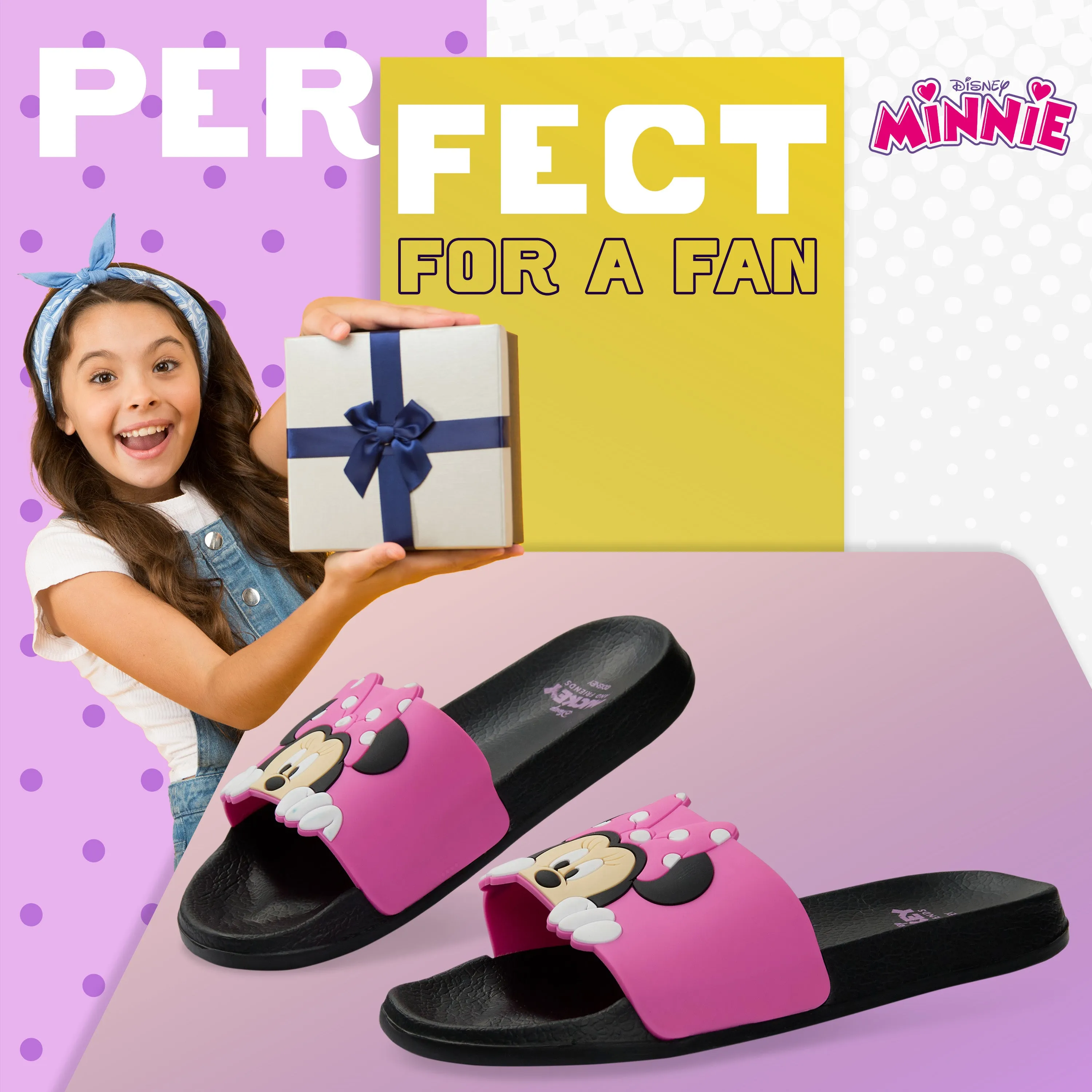 Disney Girls Sliders, Pool or Beach Shoes for Kids - Pink Minnie