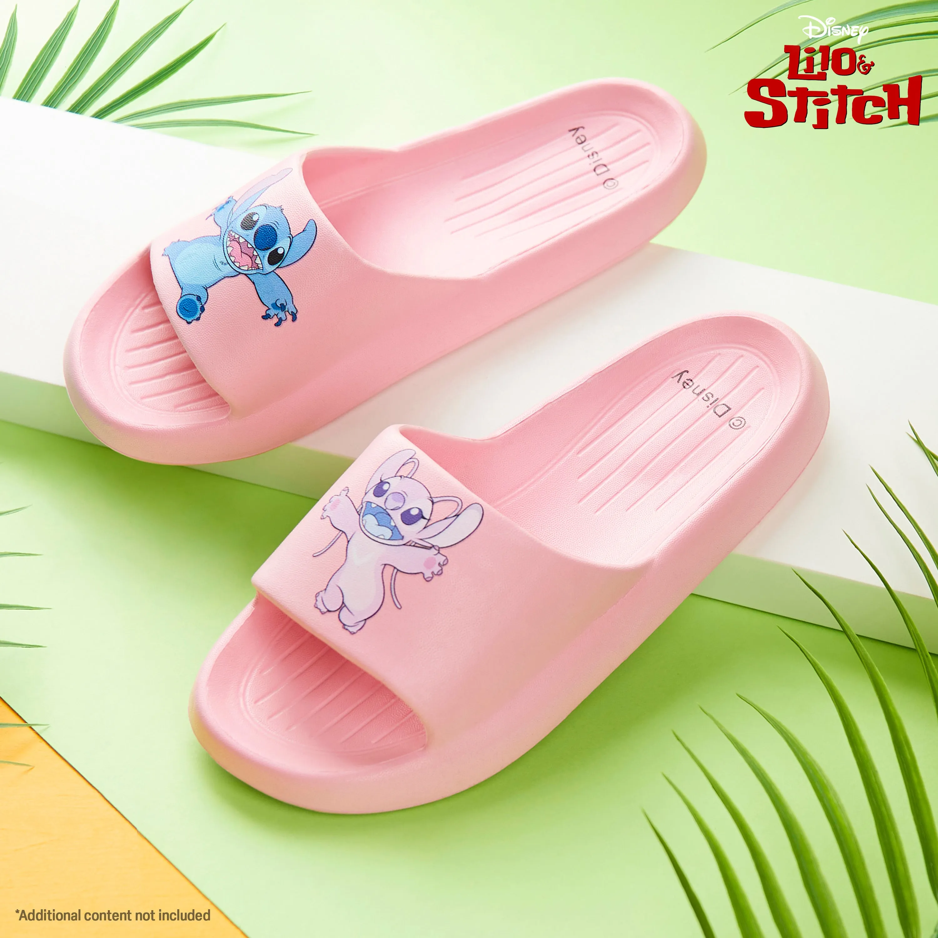 Disney Stitch Girls Sliders, Beach or Pool Shoes for Kids - Pink Stitch & Angel