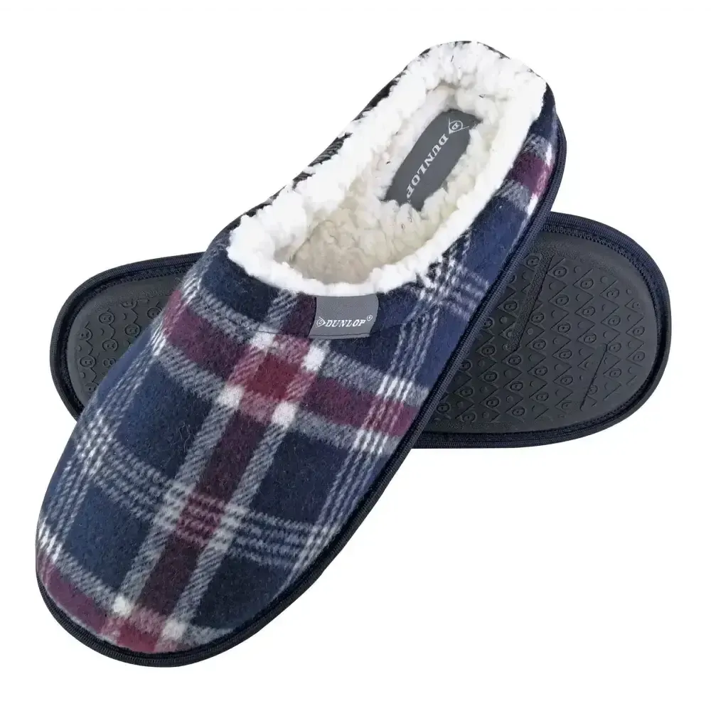 Dunlop - mens slippers - checkered 7179 (11 uk / navy)