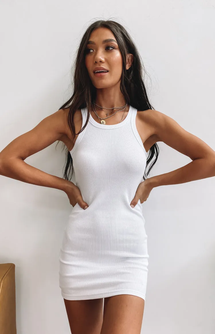 Eliza Ribbed Dress White