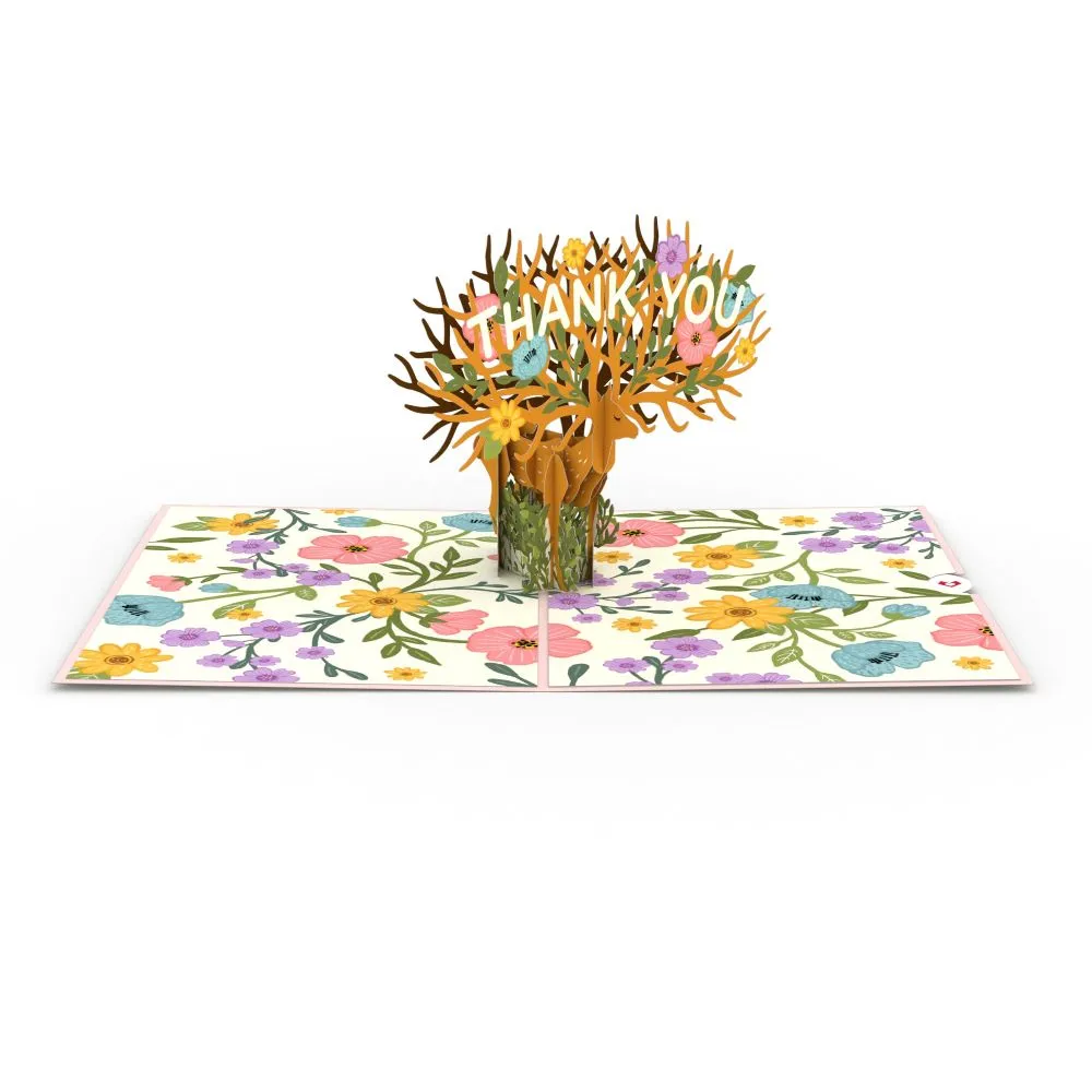 Floral Deer Thank You Pop-Up Card