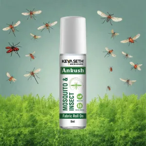 Free Ankush Mosquito & Insect Fabric Roll On with Citronella, Lemongrass & Eucalyptus Oil Non-Toxic & No DEET Formula - Safe for Baby