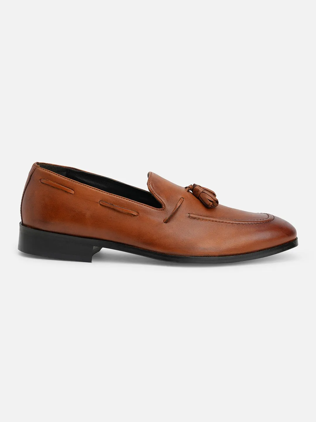 Genuine Tan Leather Formal Tassel Loafers