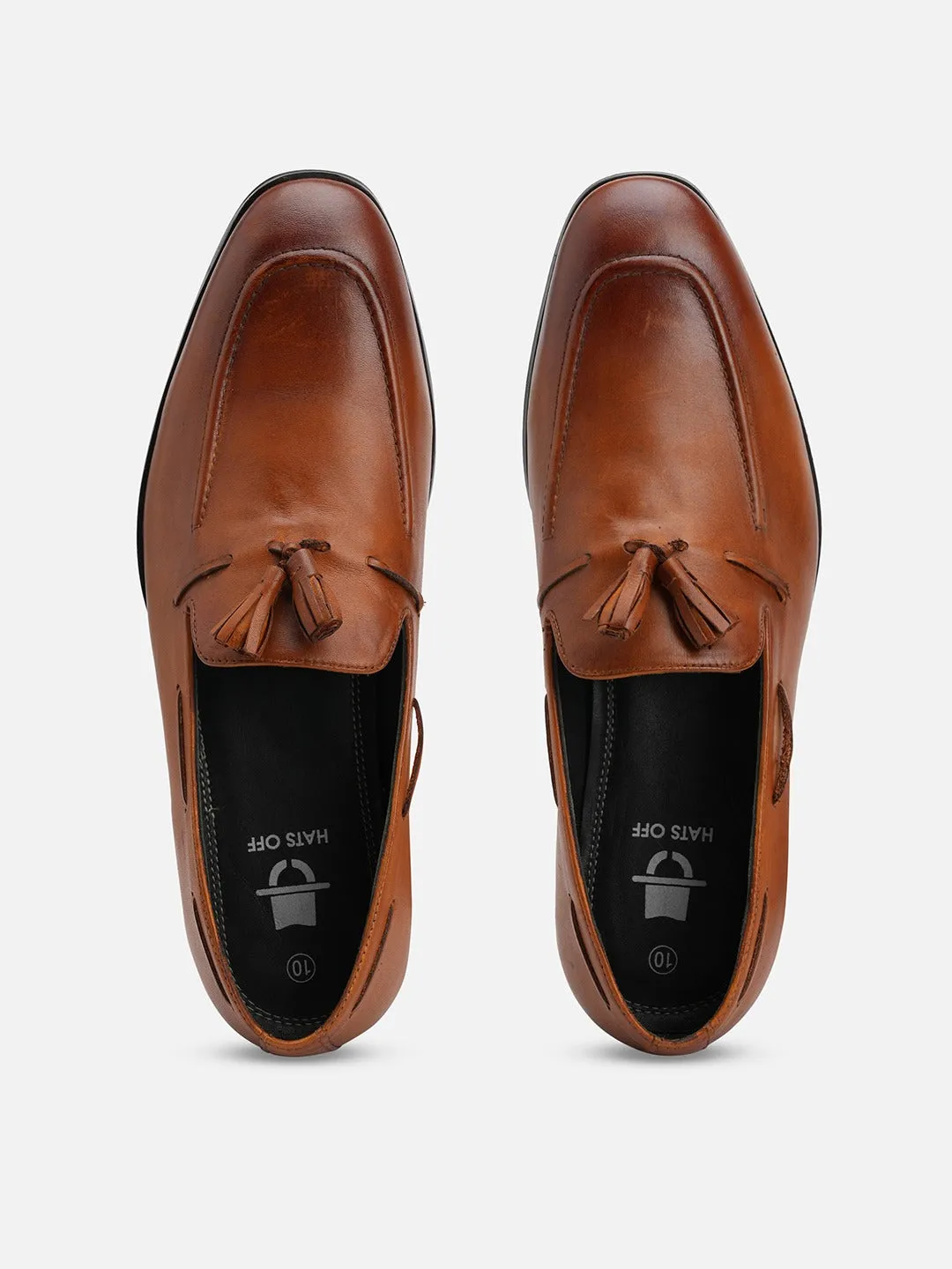 Genuine Tan Leather Formal Tassel Loafers