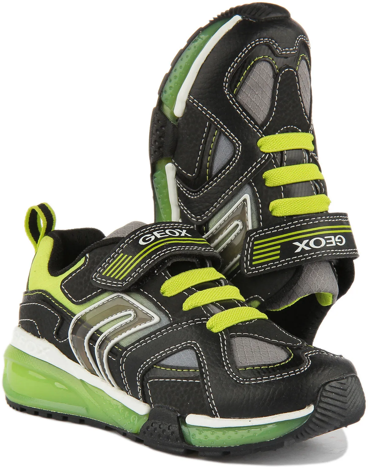 Geox Bayonyc In Black Green For Kids