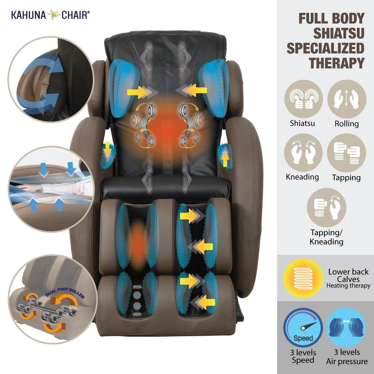 Gero Gravity Full-Body Kahuna Massage Chair (Black)