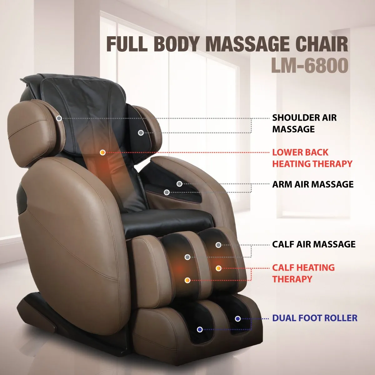 Gero Gravity Full-Body Kahuna Massage Chair (Brown)