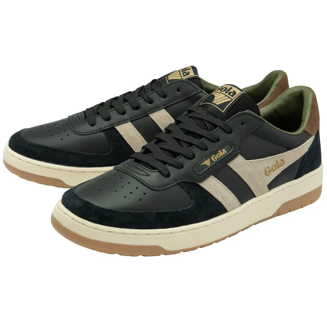 Gola Hawk Mens Black Leather Lace Up Trainers