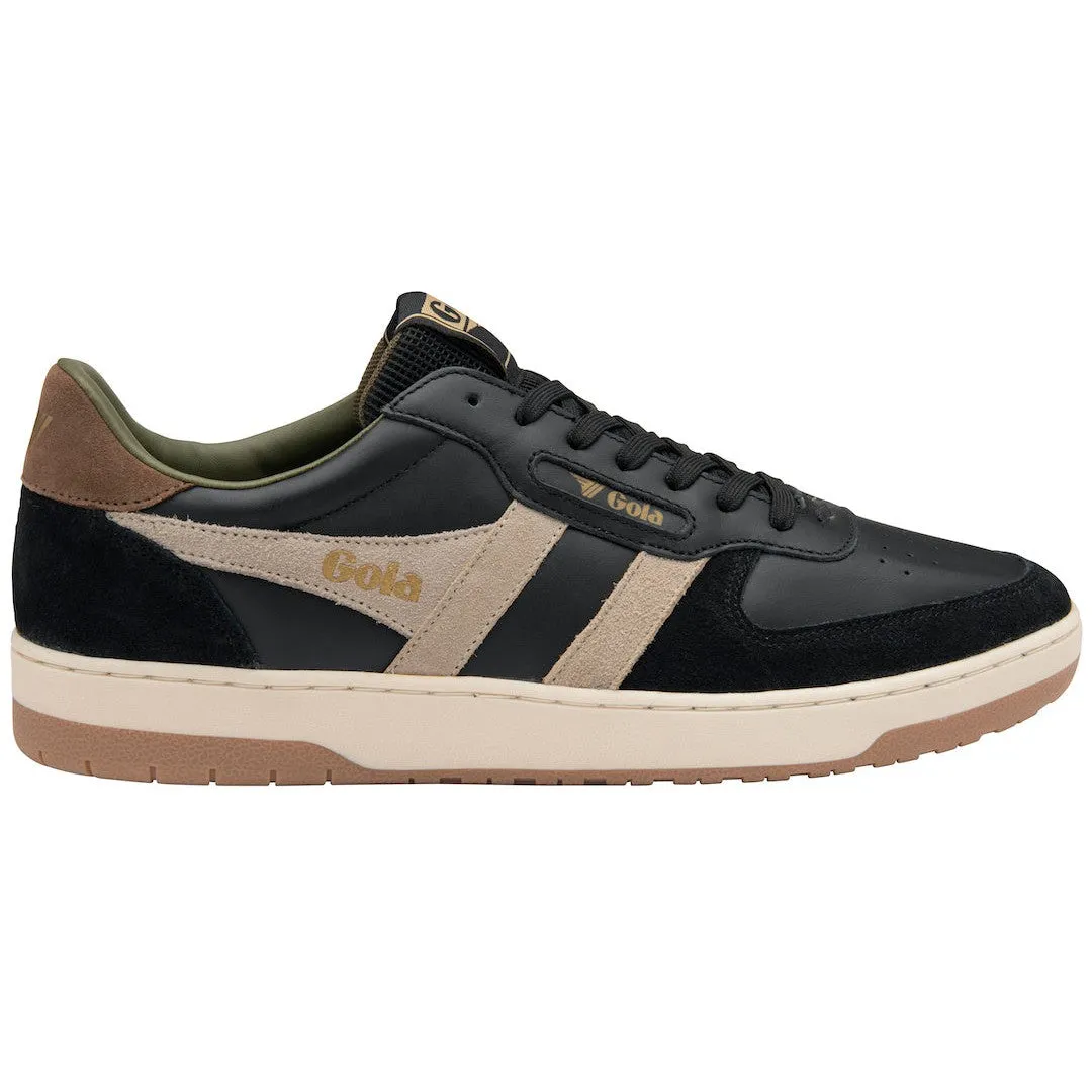 Gola Hawk Mens Black Leather Lace Up Trainers