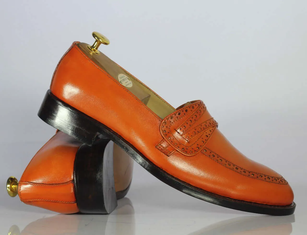 Handmade Men's Tan Shoes, Men Leather Penny Loafers Shoes, Dress Formal Shoes