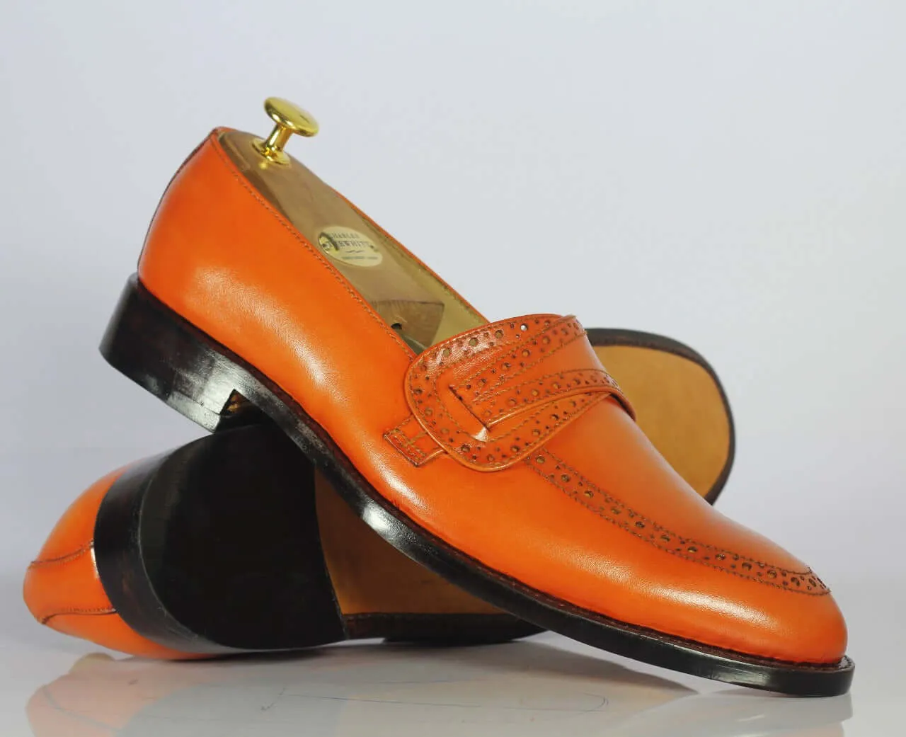 Handmade Men's Tan Shoes, Men Leather Penny Loafers Shoes, Dress Formal Shoes