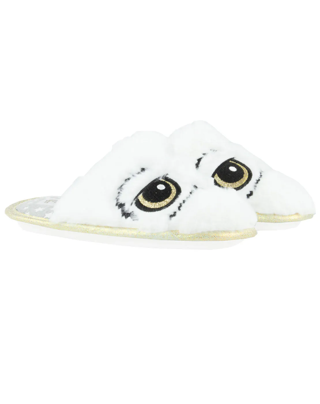 Harry Potter Hedwig Owl White Plush Girl's Slip-On Mule Slippers