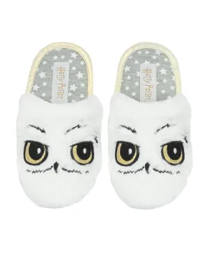 Harry Potter Hedwig Owl White Plush Girl's Slip-On Mule Slippers