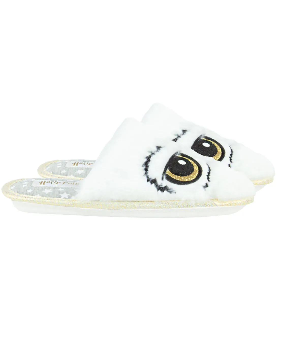 Harry Potter Hedwig Owl White Plush Girl's Slip-On Mule Slippers