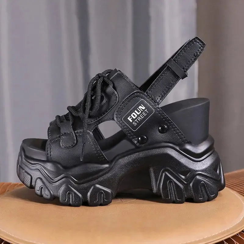 Joskaa 2024 New Chunky Black Sandals Platform