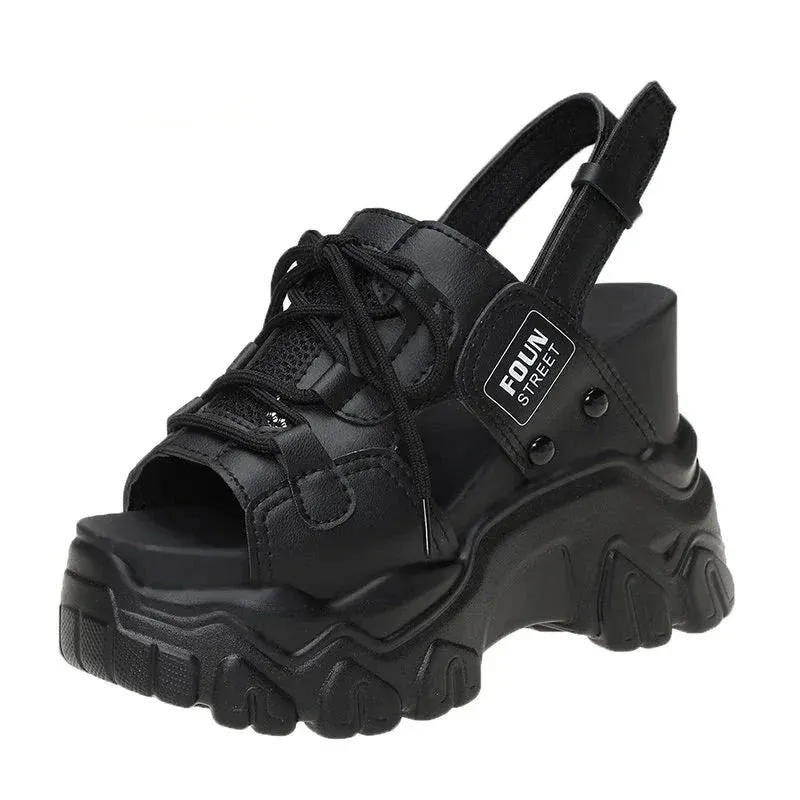 Joskaa 2024 New Chunky Black Sandals Platform