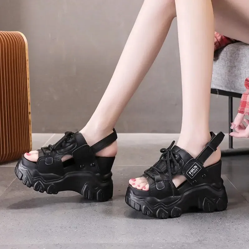 Joskaa 2024 New Chunky Black Sandals Platform