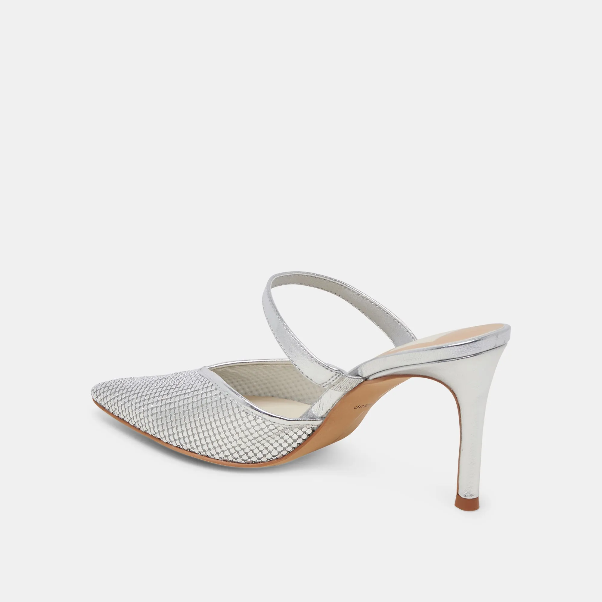 KANIKA MESH HEELS SILVER METALLIC MESH