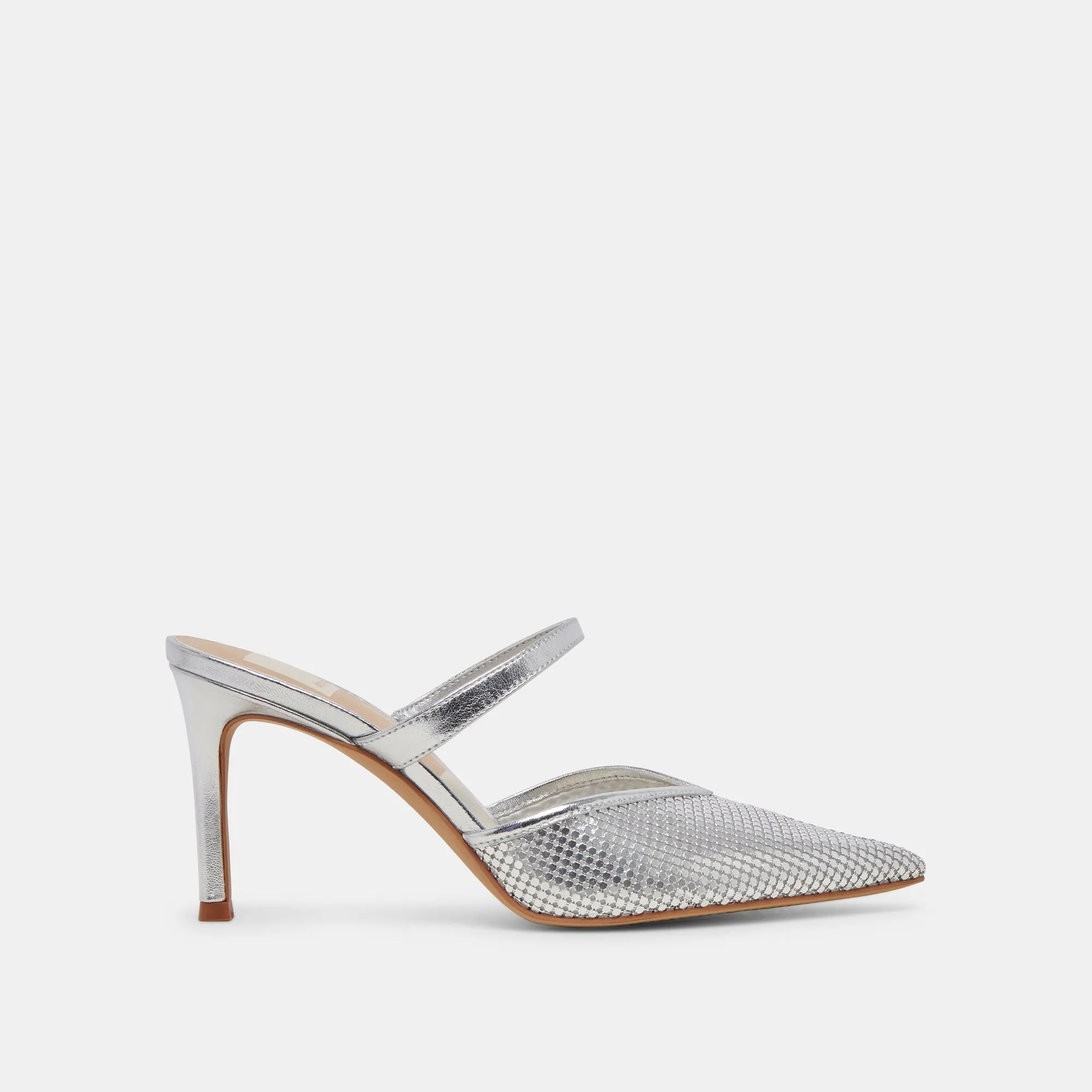 KANIKA MESH HEELS SILVER METALLIC MESH