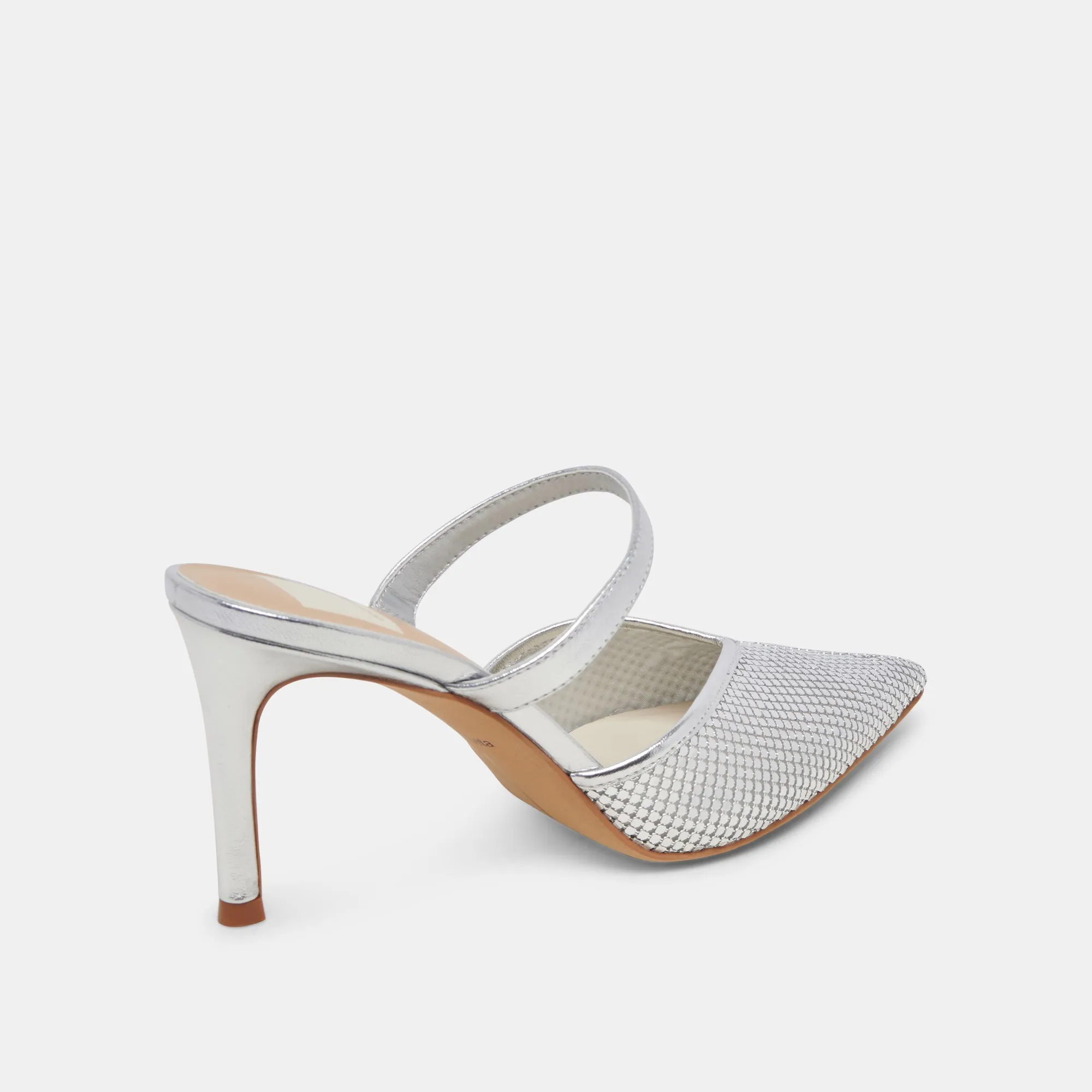 KANIKA MESH HEELS SILVER METALLIC MESH