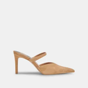 KANIKA WIDE HEELS TAN SUEDE