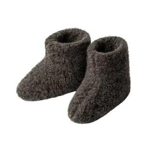 KIDS ORGANIC WOOL SLIPPERS - DARK GRAY