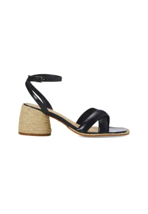 Ladies Black Block Heel Sandals with a Cushioned Footbed