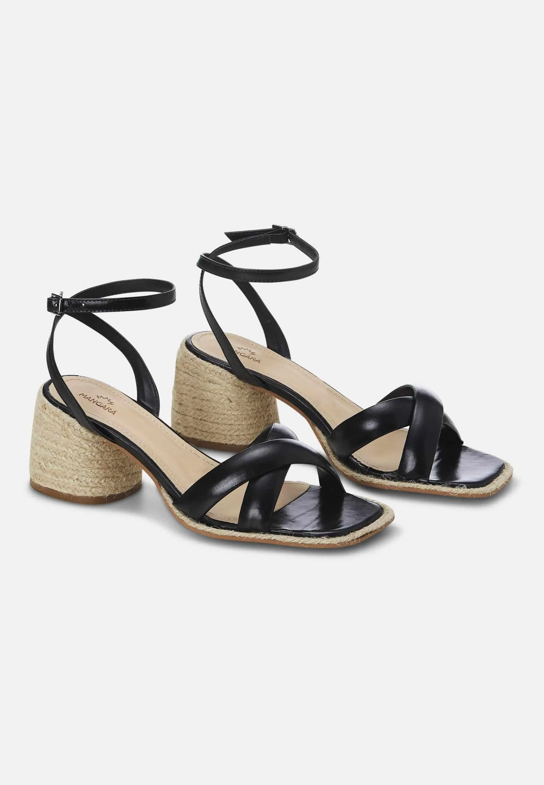 Ladies Black Block Heel Sandals with a Cushioned Footbed