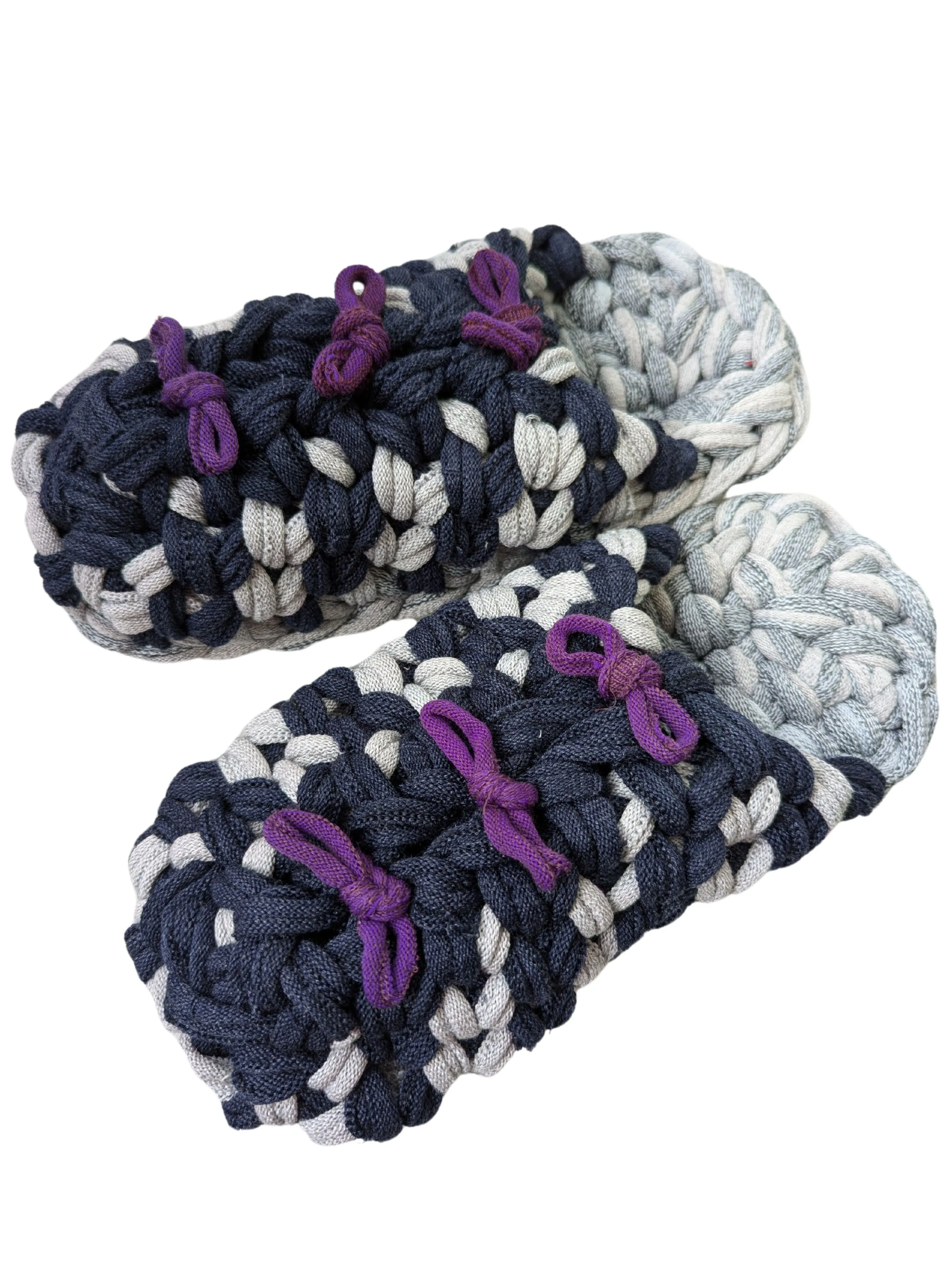 Large | Knit up-cycle slippers 2024-L125 [Large]