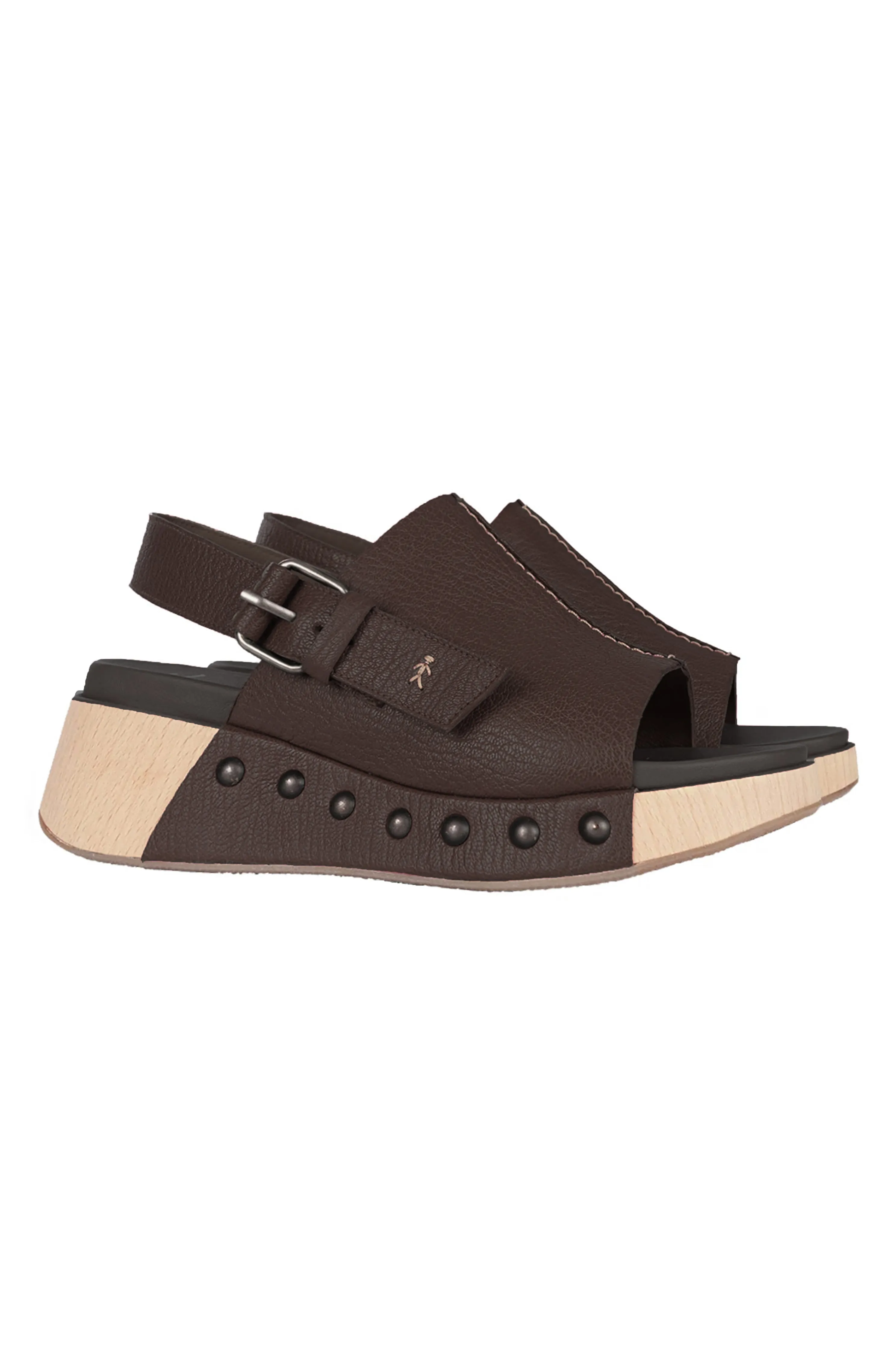 Leather Wedge Sandal in Martellato Moro